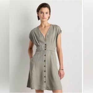 NWT Quince Vintage Wash Tencel Button Front Dress Sz  M Sage Green